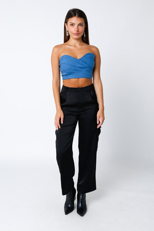 Satin Cargo Pants