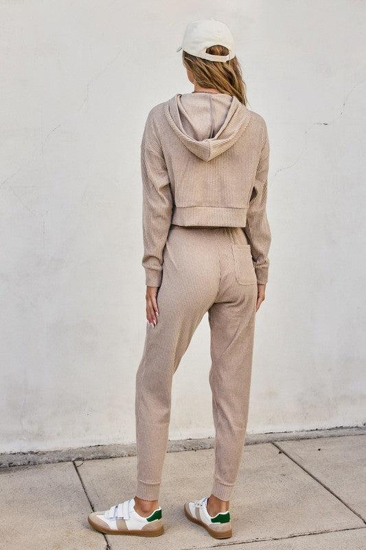 Ribbed Heather Hoodie And Pants Set