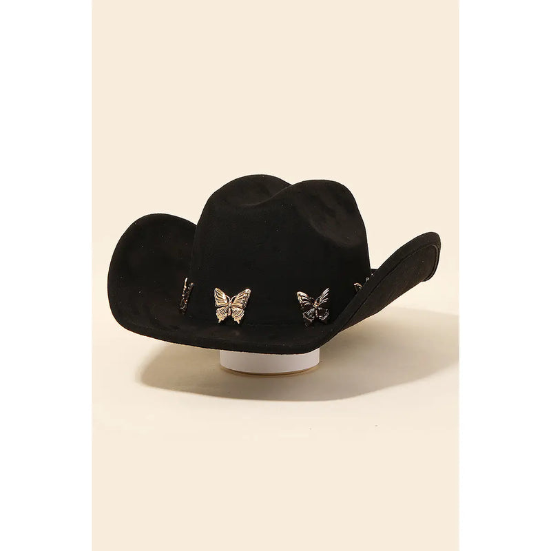 Metallic Butterfly Charms Soft Cowboy Hat