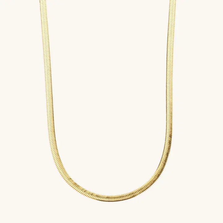 Gold Herringbone Necklaces- Stainless Steel