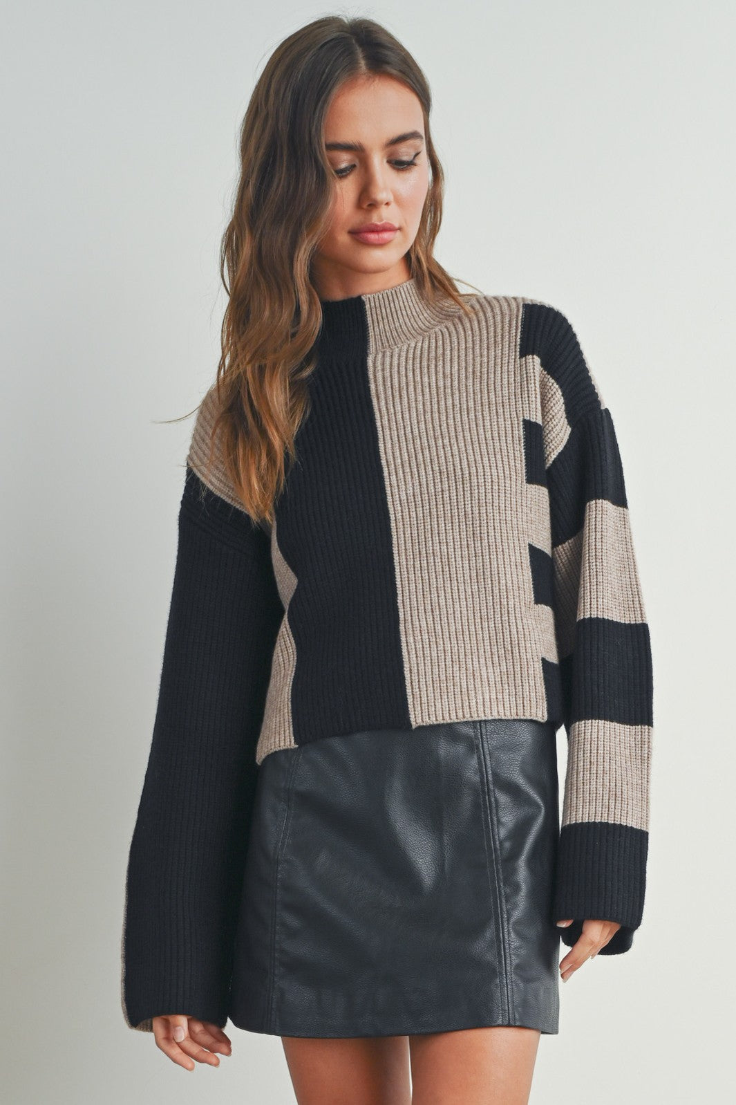 Colorblock Crop Sweater