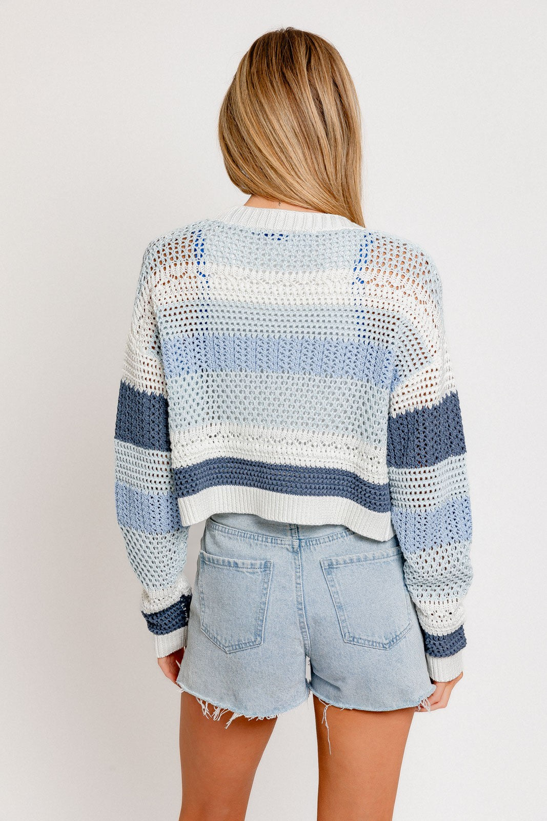 OPEN KNIT CROPPED CARDIGAN