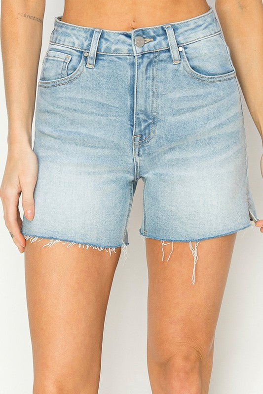 Risen High Rise Raw Hem Shorts