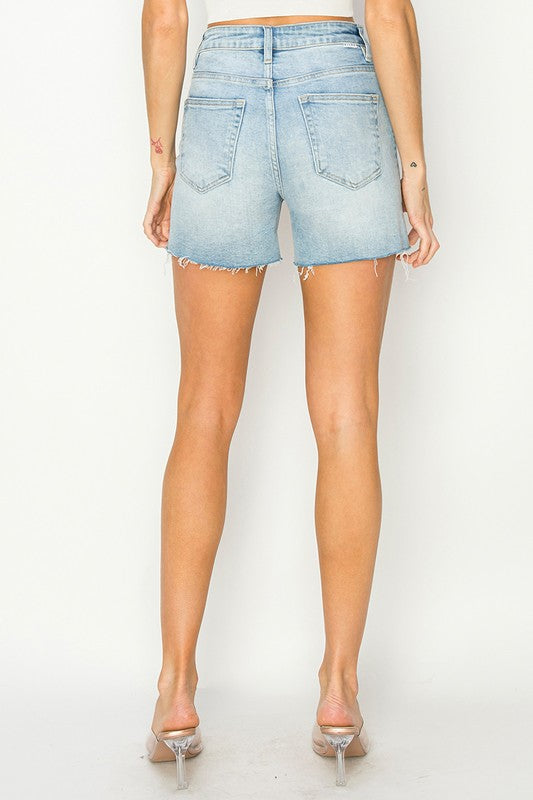 Risen High Rise Raw Hem Shorts