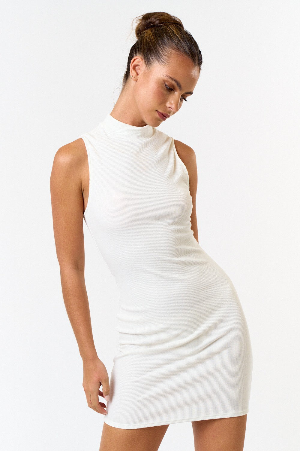 Nicole Ribbed Mock Neck Mini Dress