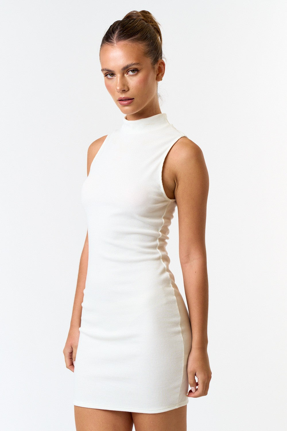 Nicole Ribbed Mock Neck Mini Dress