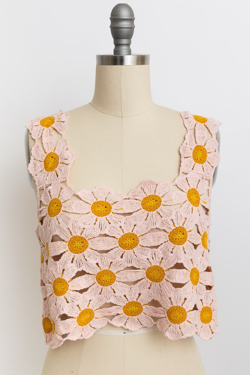 Spring Daisy Crochet Crop Top