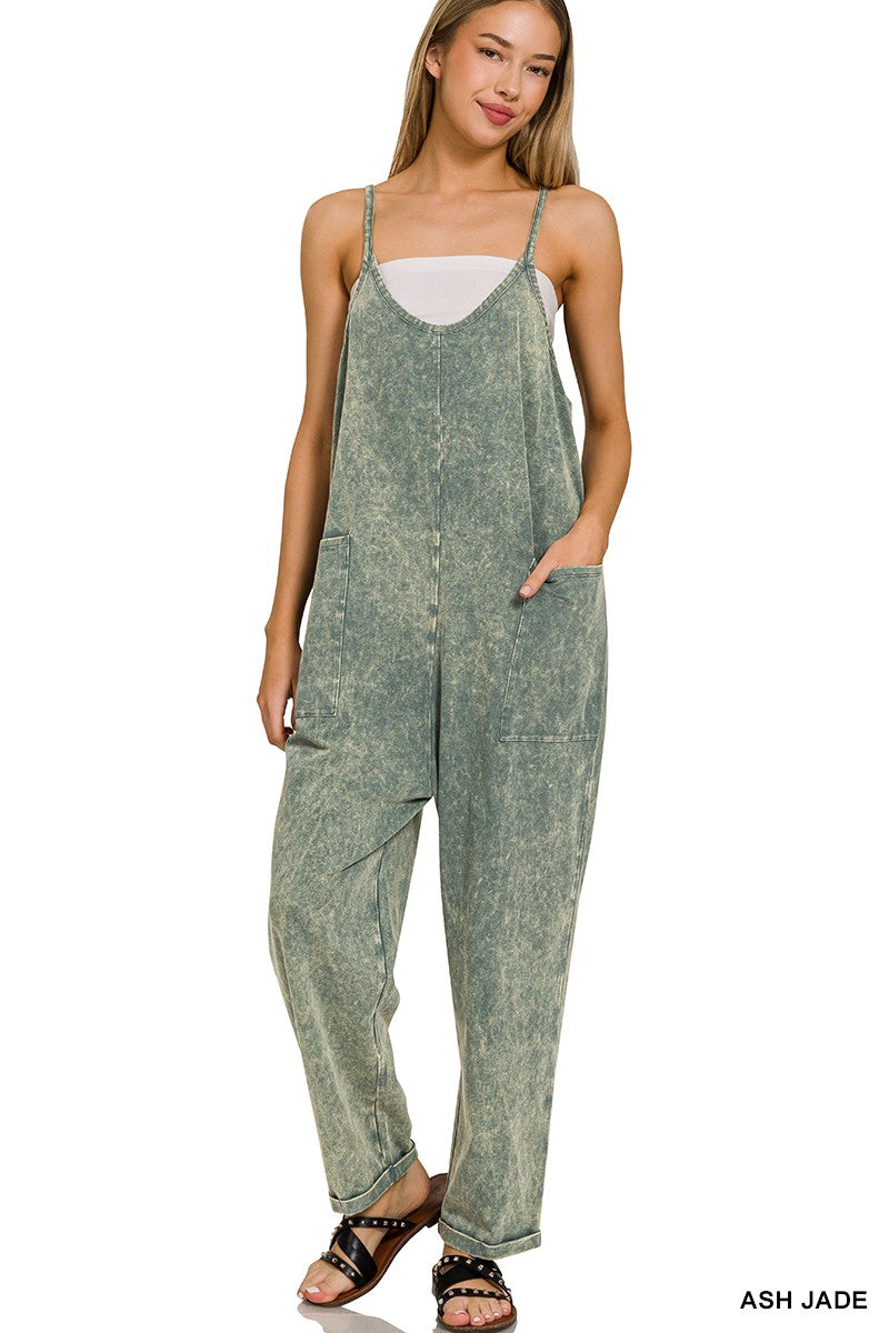 Washed Overalls With Pockets