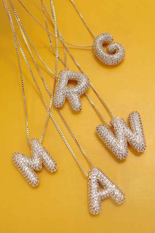 Pave Bubble Initial Necklace