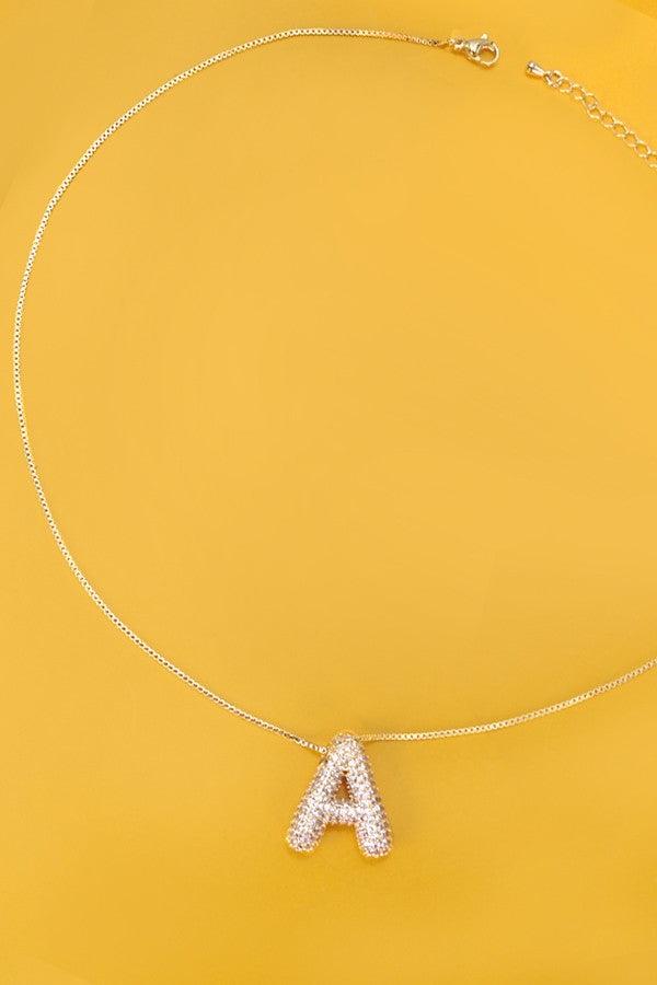 Pave Bubble Initial Necklace