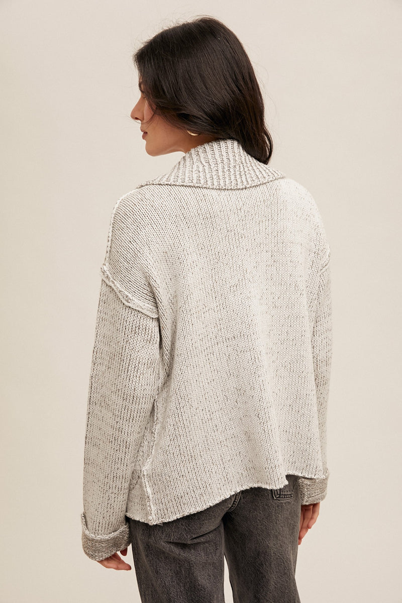 Reverse Seam Detail Sweater Cardigan