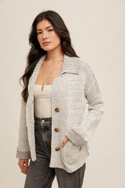 Reverse Seam Detail Sweater Cardigan