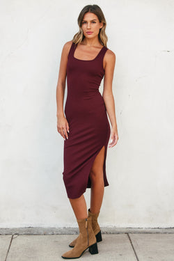 Kiss Square Neck Bodycon Midi Dress