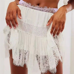Irregular Hem High Lace mini Skirt