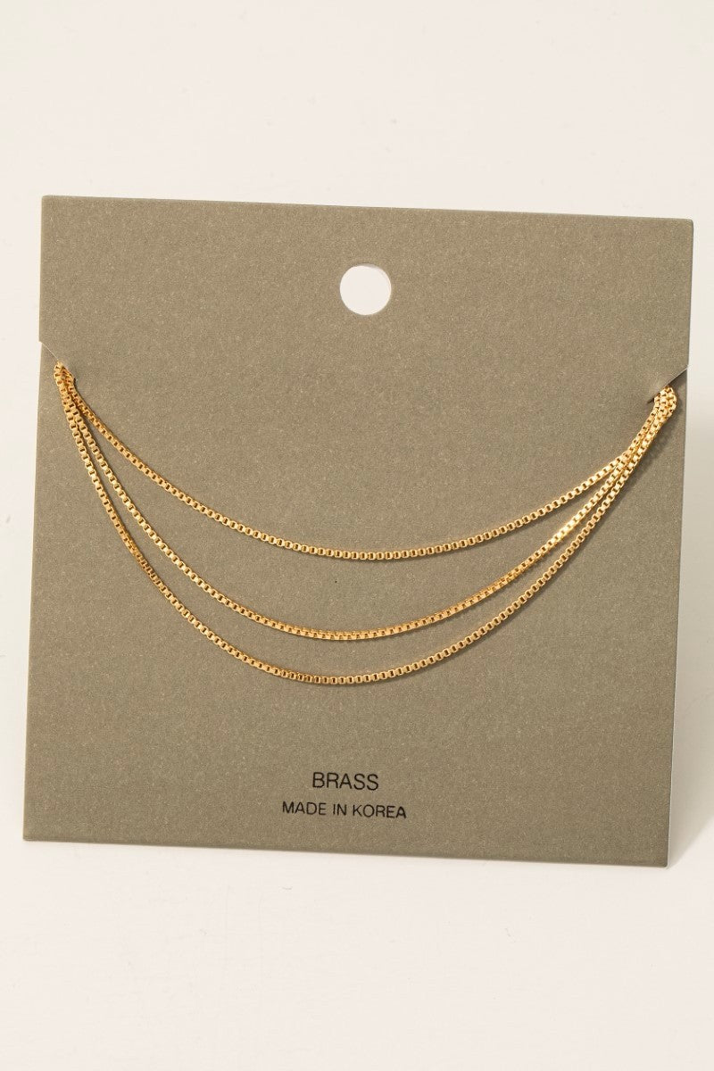 Triple Layered Mini Box Chain Necklace