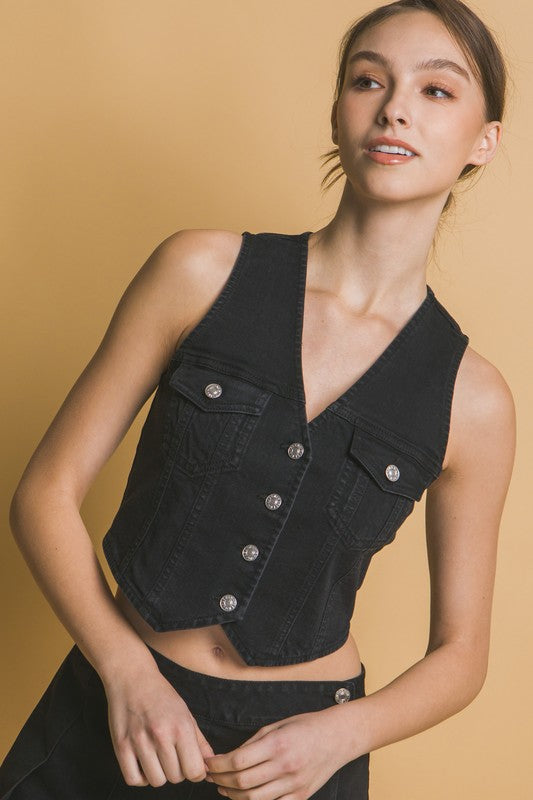 Sleeveless Denim Vest