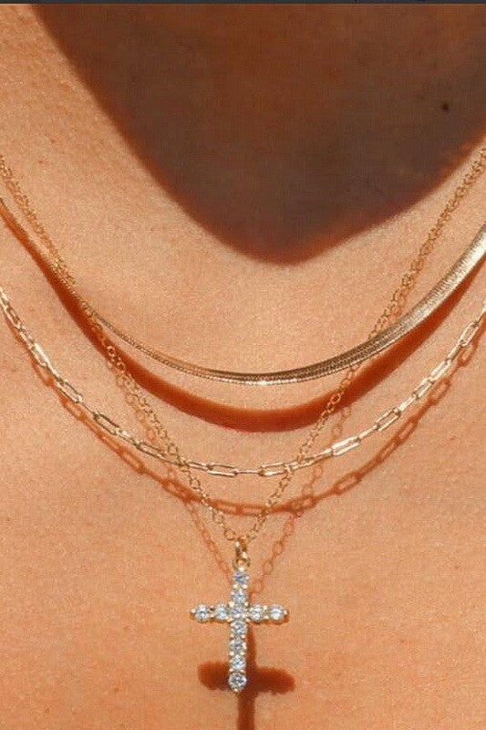Layered  Cross Necklace