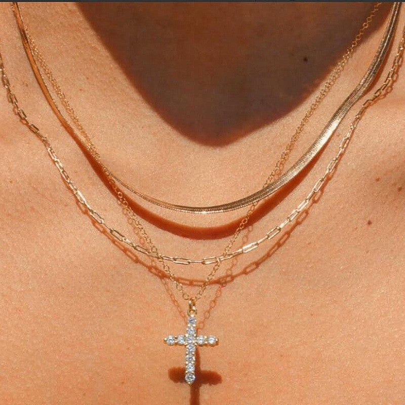 Layered  Cross Necklace