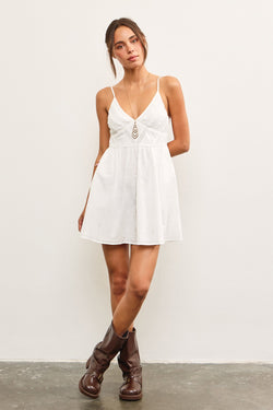 Eyelet Detail Mini Dress