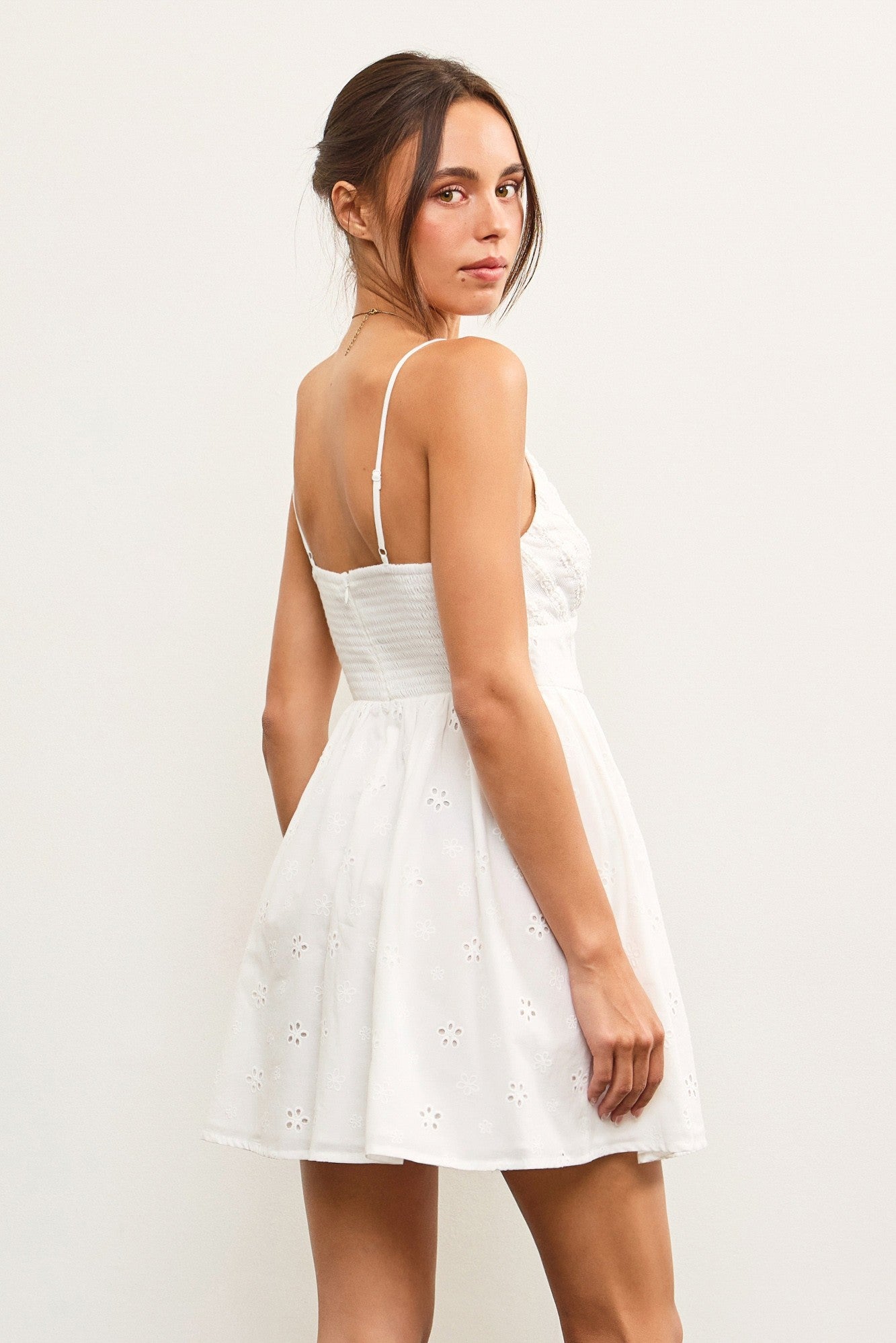 Eyelet Detail Mini Dress