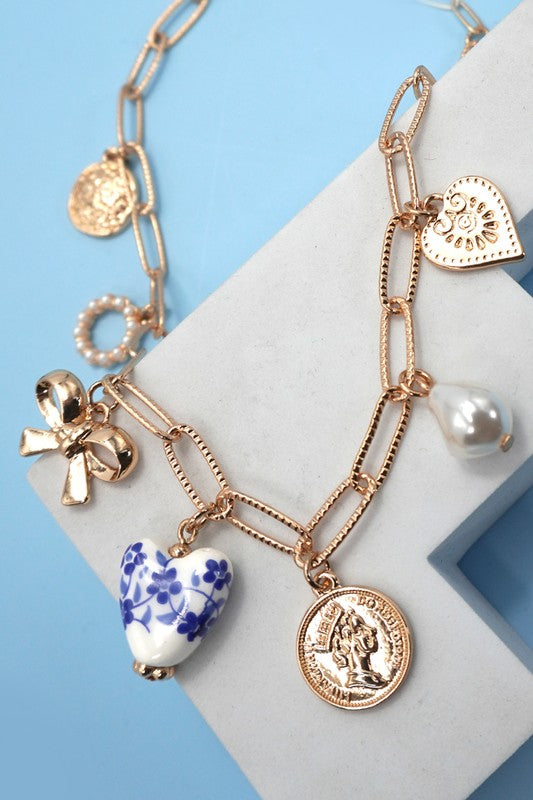 Porcelain Heart Charm Necklace