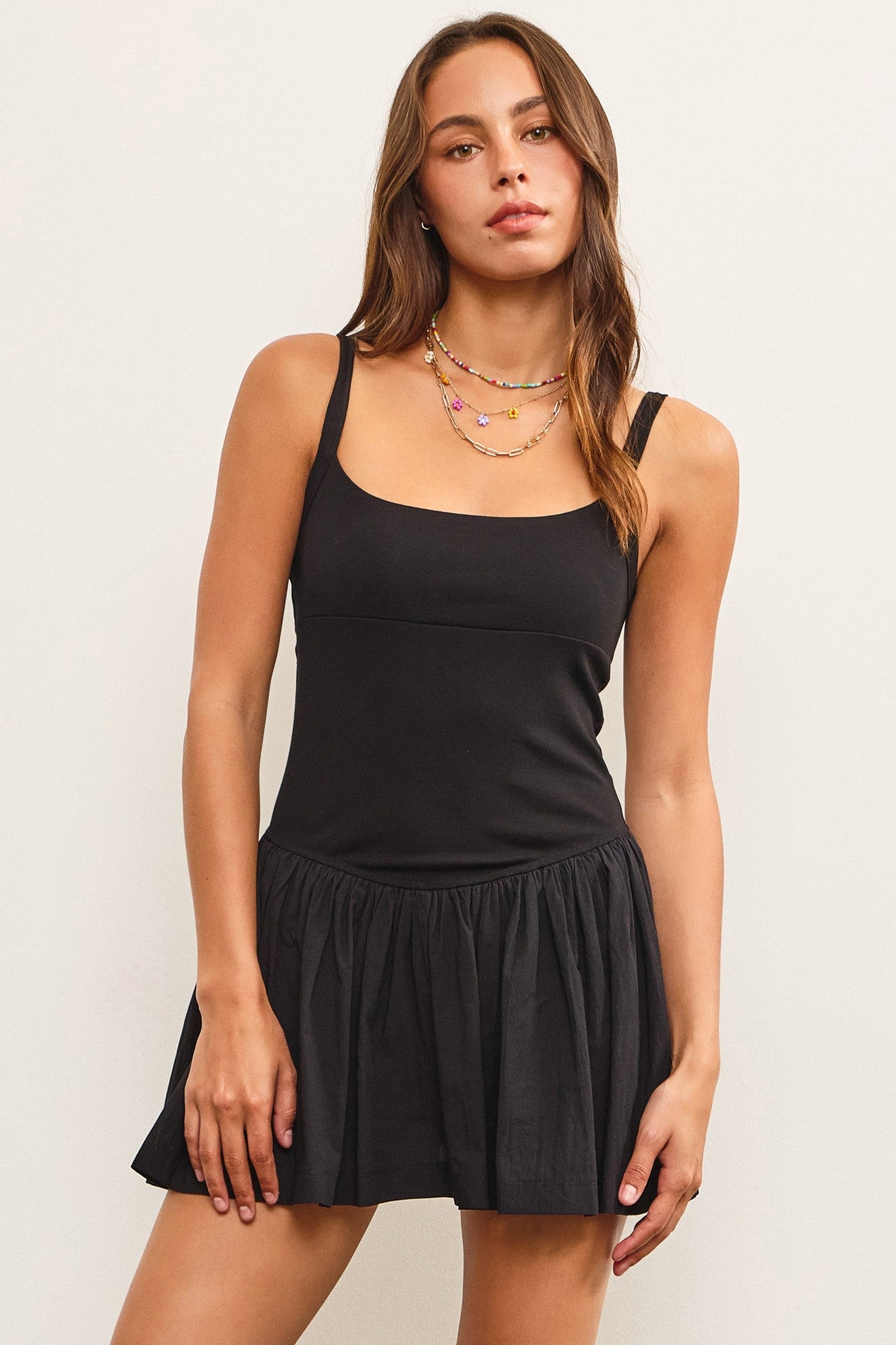 Basque Waist Sleeveless Skort Dress