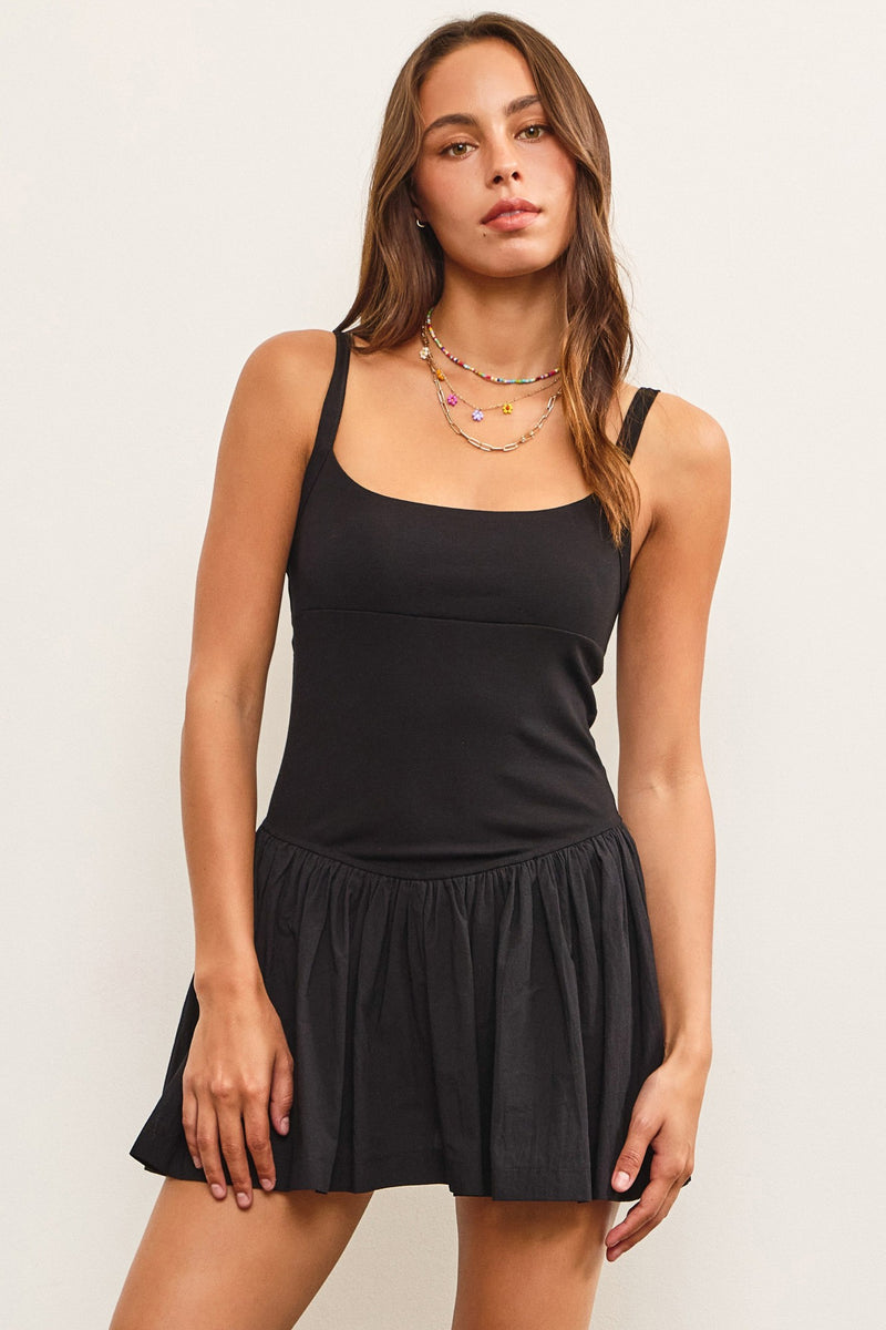 Basque Waist Sleeveless Skort Dress