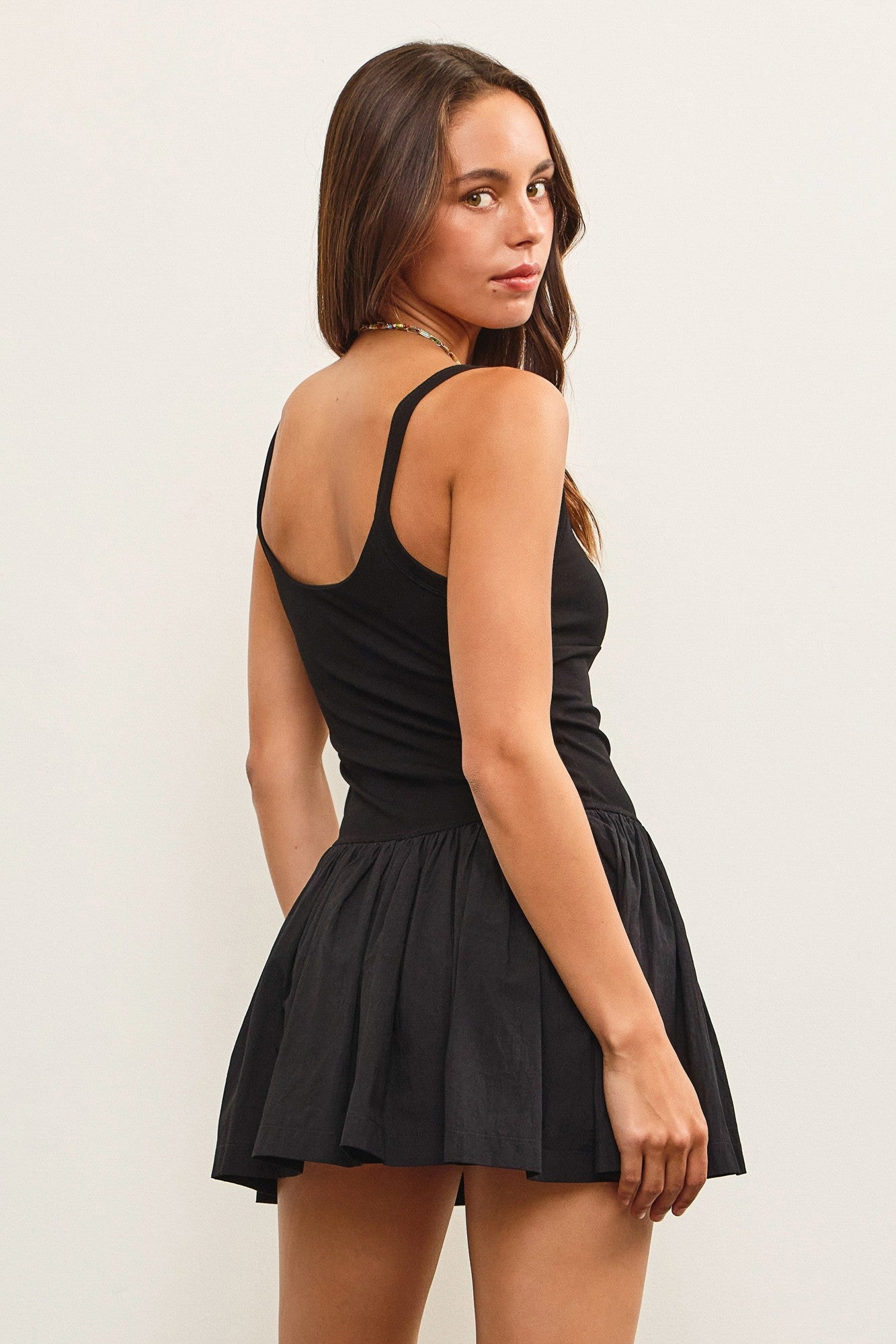 Basque Waist Sleeveless Skort Dress