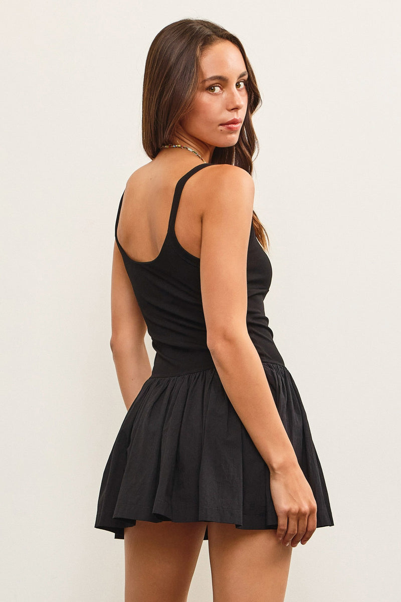Basque Waist Sleeveless Skort Dress