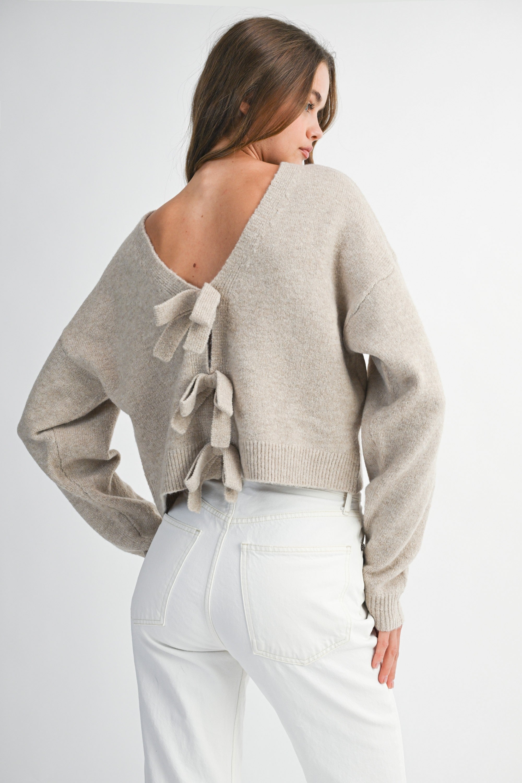 Ribbon Bow Knit Sweater Top