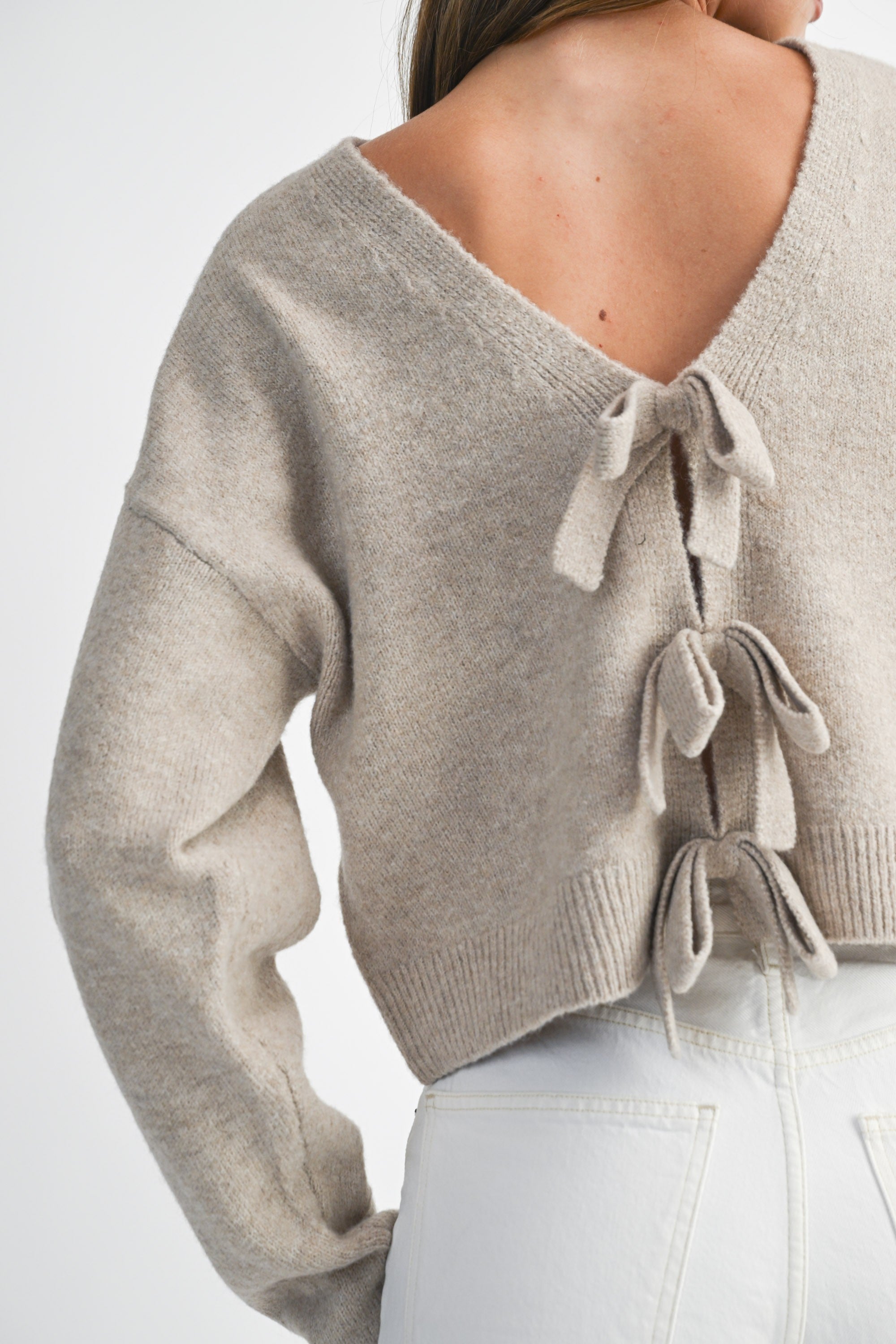 Ribbon Bow Knit Sweater Top