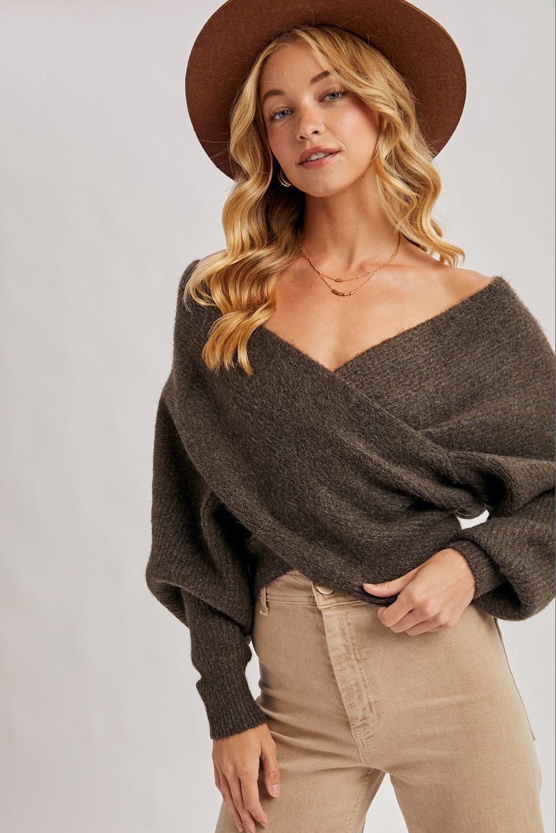 Crossover Knit Sweater