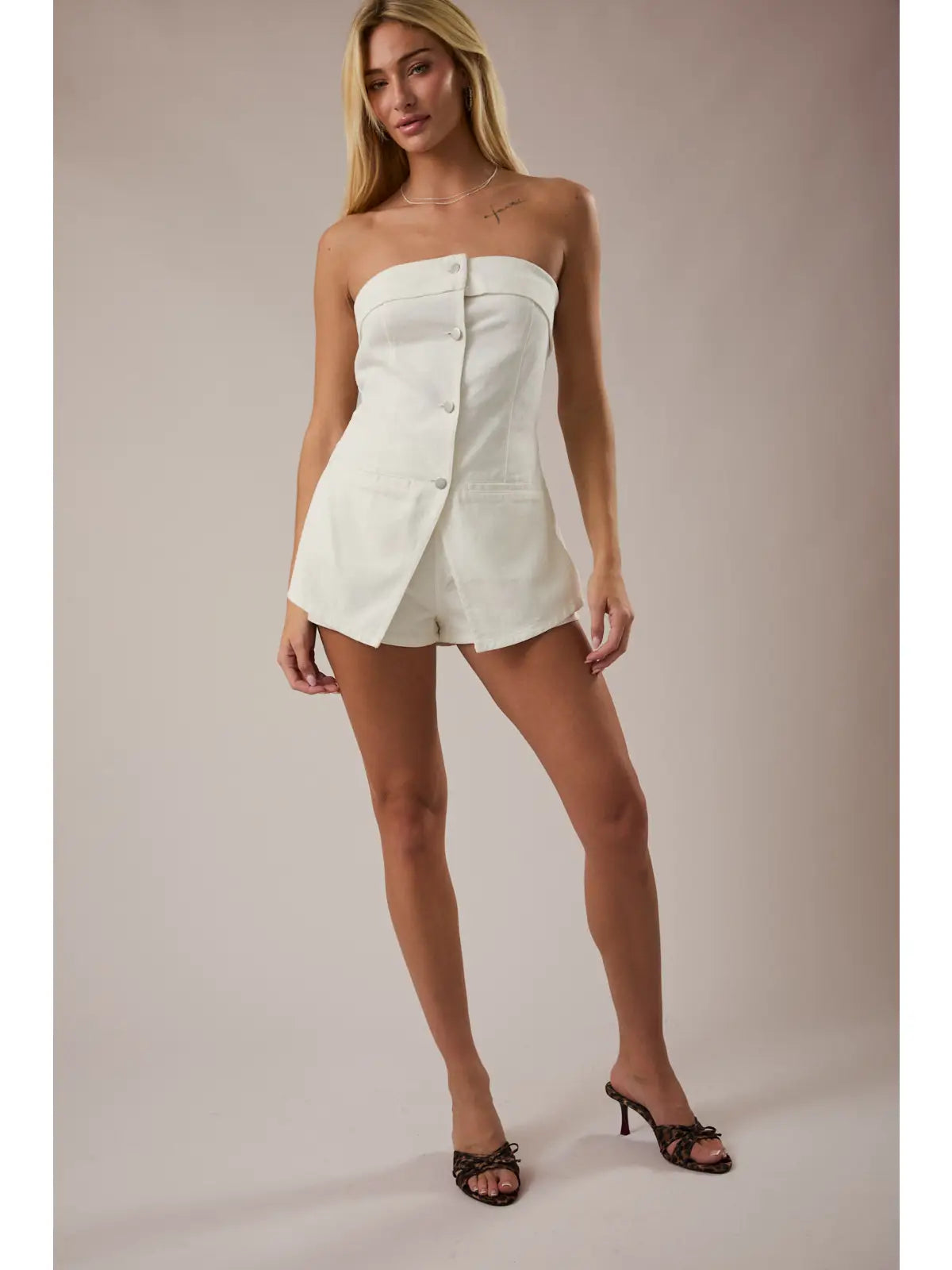 Strapless White Romper