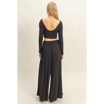 Crop Top and Maxi Pants Set