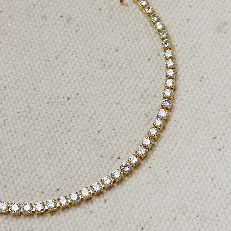 18k Gold Filled 2mm Cz Tennis Bracelet