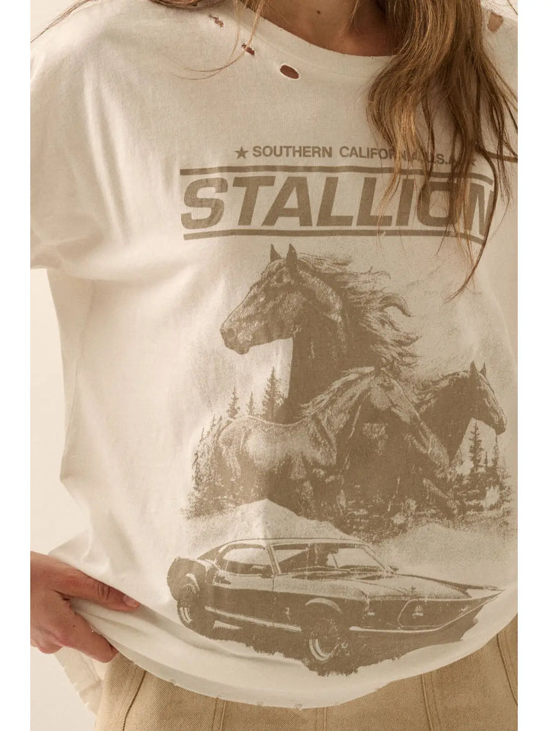Stallion Distress Graphic Tee