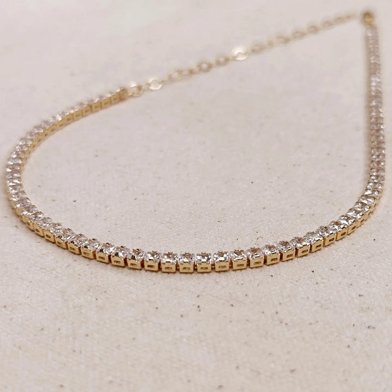 18k Gold Filled 3mm Cz Tennis Necklace