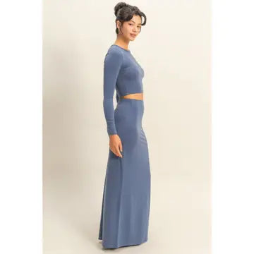 Crop Top and Slit Maxi Skirt Set