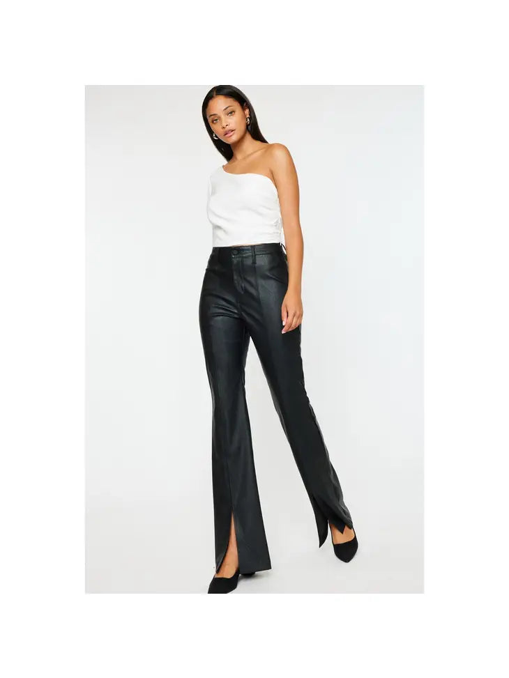 Sierra Faux Leather Split Hem Pants