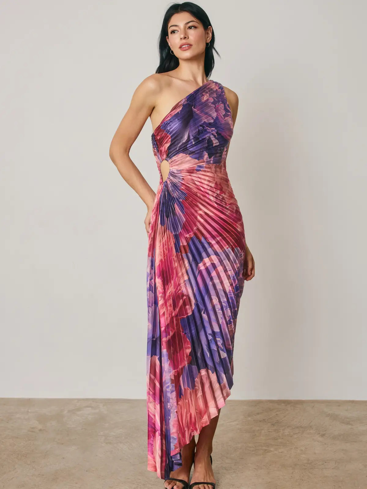 Rose One Shoulder Asymmetrical Dress