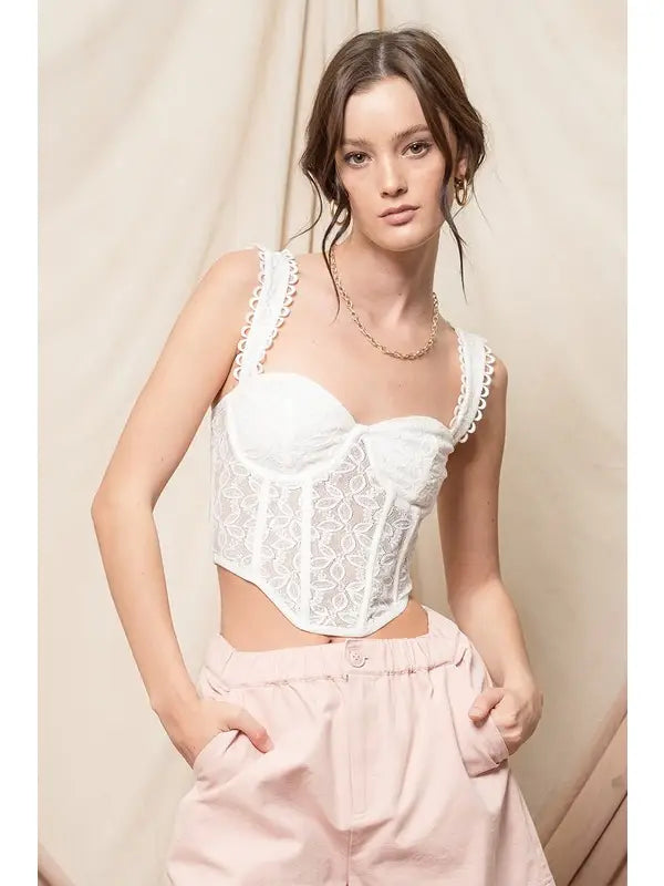 White Lace Corset Top – Coastal Cowgirl Festival Outfit