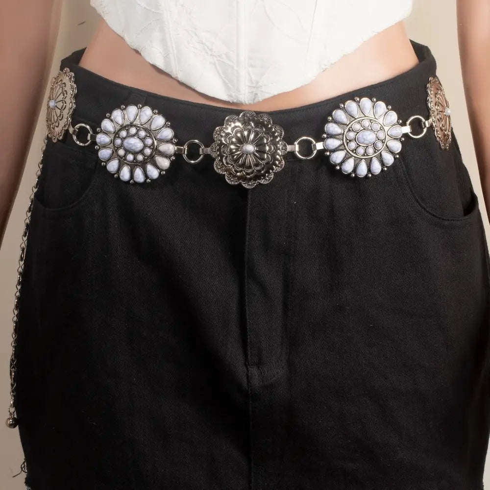 Stone Set Western Concho Chain Belt