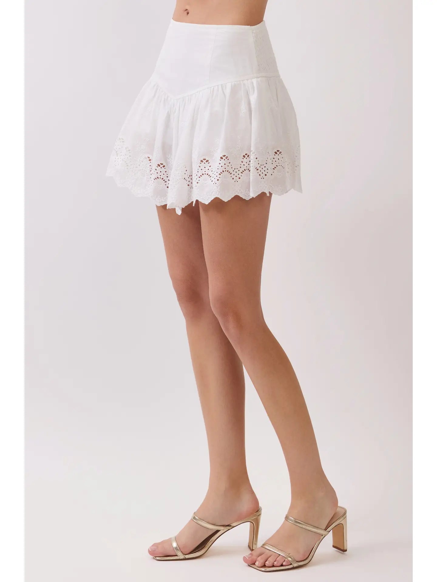 Floral Eyelet Embroidery Detail Mini Skirt