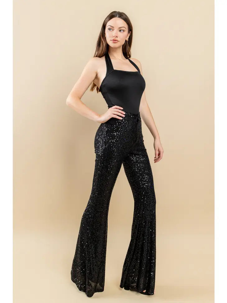 Black Sequence Trouser Pants
