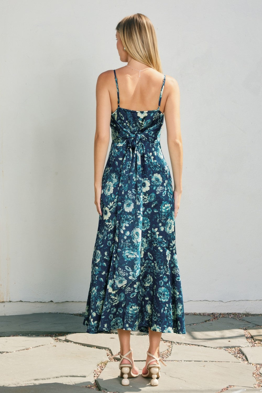 Petal Sky Tie Back Midi Dress