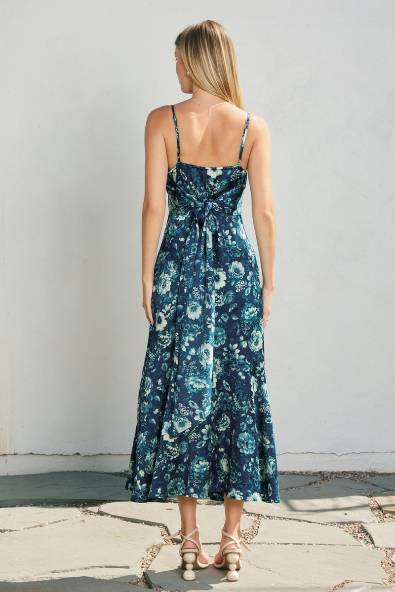 Petal Sky Tie Back Midi Dress