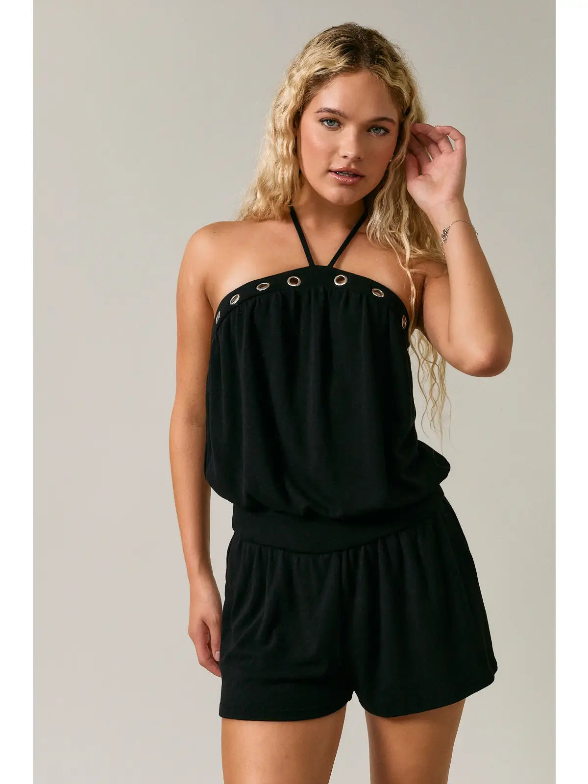 Eyelet Halter Neck Playsuit