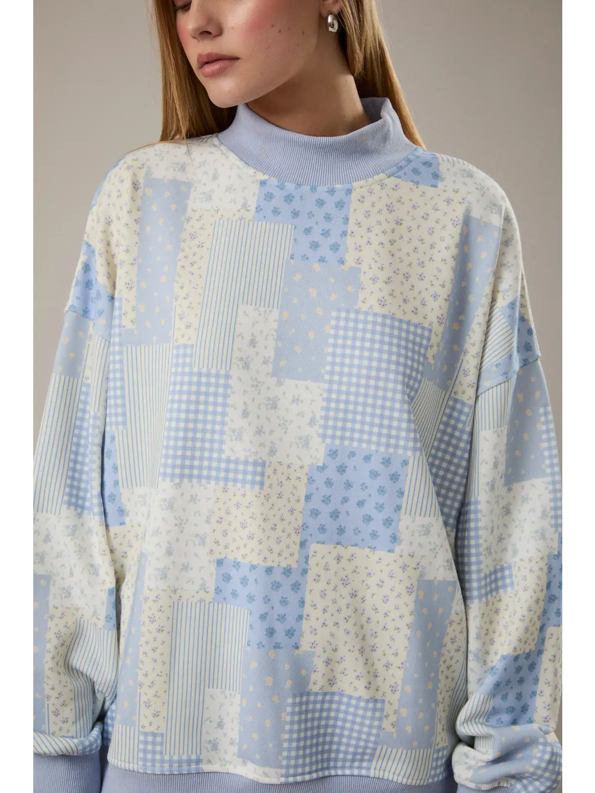 Patch Work Print Sweatshirt