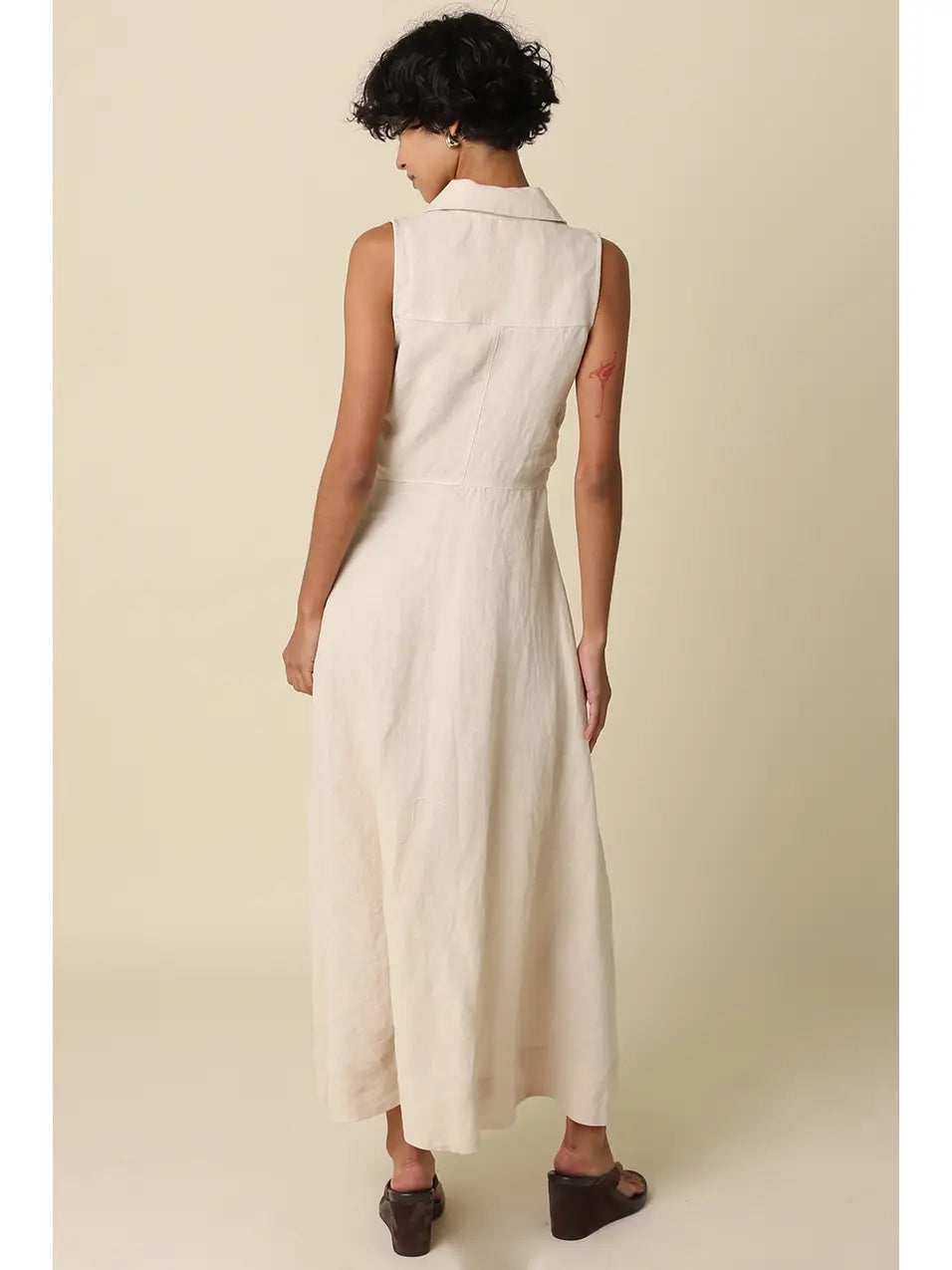 Aimme Button-Front Linen Dress