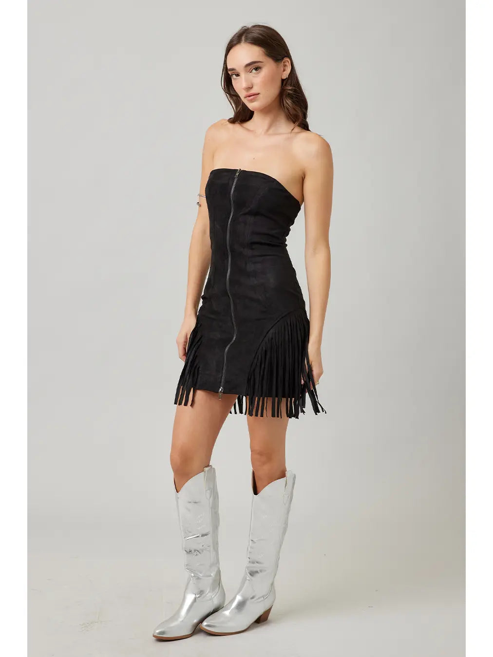 Black Fringe Mini Dress – Western Festival Outfit